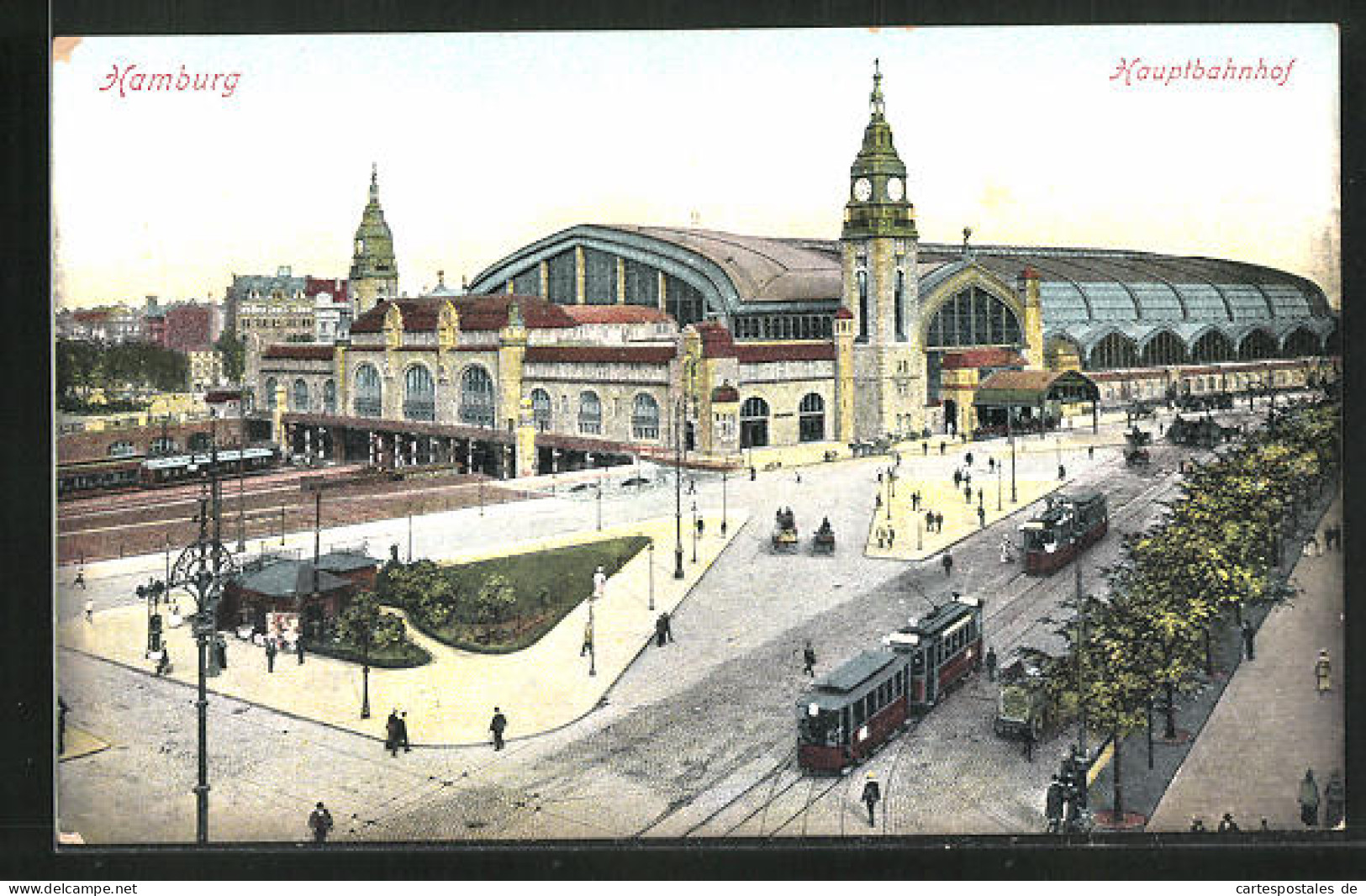 AK Hamburg-St.Georg, Strassenbahnverkehr Vor Dem Hauptbahnhof  - Mitte