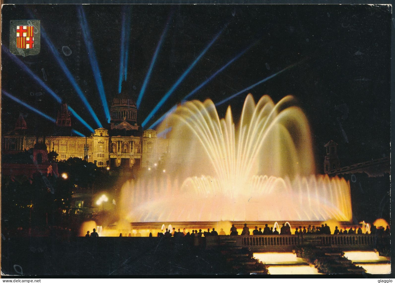 °°° 31028 - SPAIN - BARCELONA - FUENTE MONUMENTAL DEL PARQUE DE MONTJUICH - 1977 With Stamps °°° - Barcelona