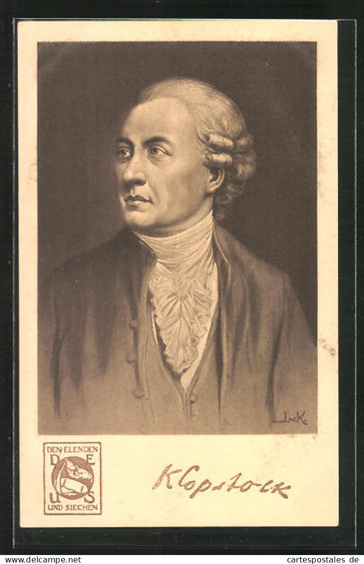 Künstler-AK Dichter Friedrich Gottlieb Klopstock Im Portrait  - Writers