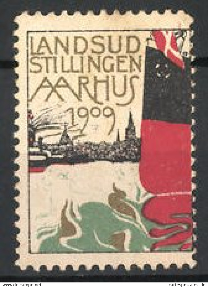 Reklamemarke Aarhus, Landsud-Stillingen 1909, Stadt Und Dampfer  - Erinnofilie