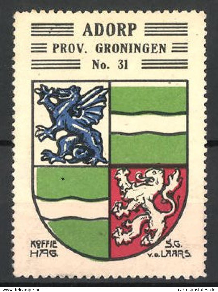 Reklamemarke Adorp, Prov. Groningen, Stadtwappen  - Erinnophilie