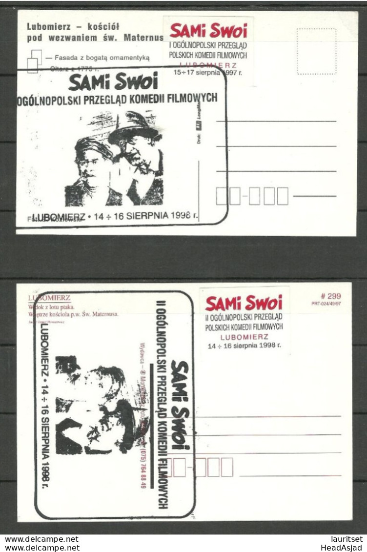 Poland Polska LUBOMIERZ Comedy Film Festival Sami Swoi 1997 & 1998 Kino Movie - 2 Advertising Post Cards Werbekarten - Polen