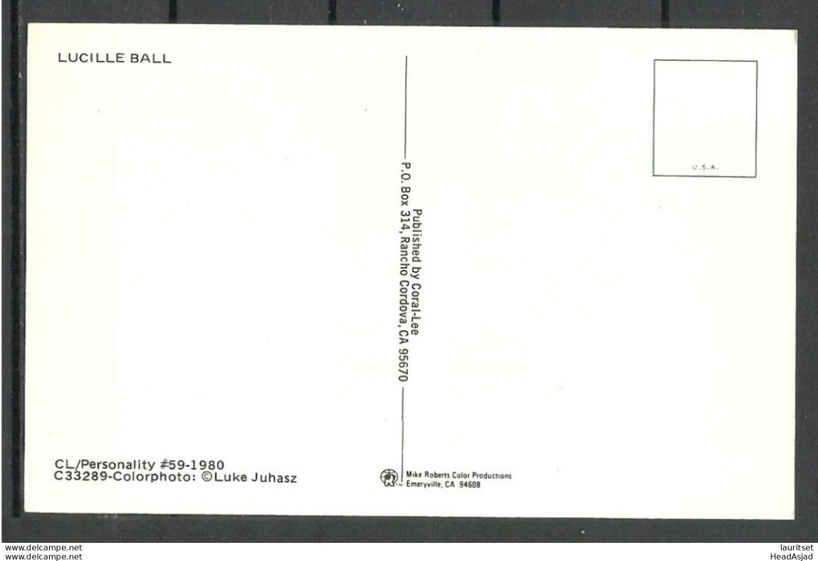 Post Card 1980 American Actress LUCILLE BALL Movie Star Cinema Kino Film, Unused - Schauspieler