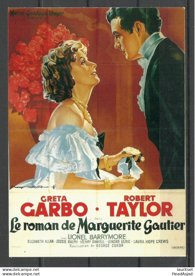 Advertising Card Werbepostkarte Printed In France Le Roman De Marguerite Gautier G. Garbo & R. Taylor Movie Film Kino - Affiches Sur Carte