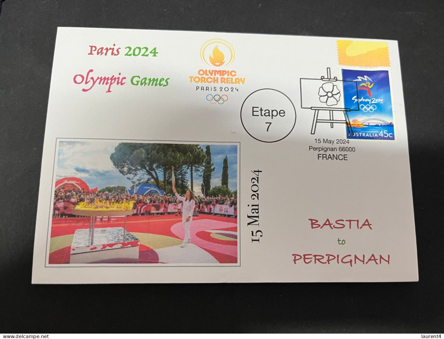 16-5-2024 (5 Z 17) Paris Olympic Games 2024 - Torch Relay (Etape 7) In Perpignan (15-5-2024) With OLYMPIC Stamp - Zomer 2024: Parijs
