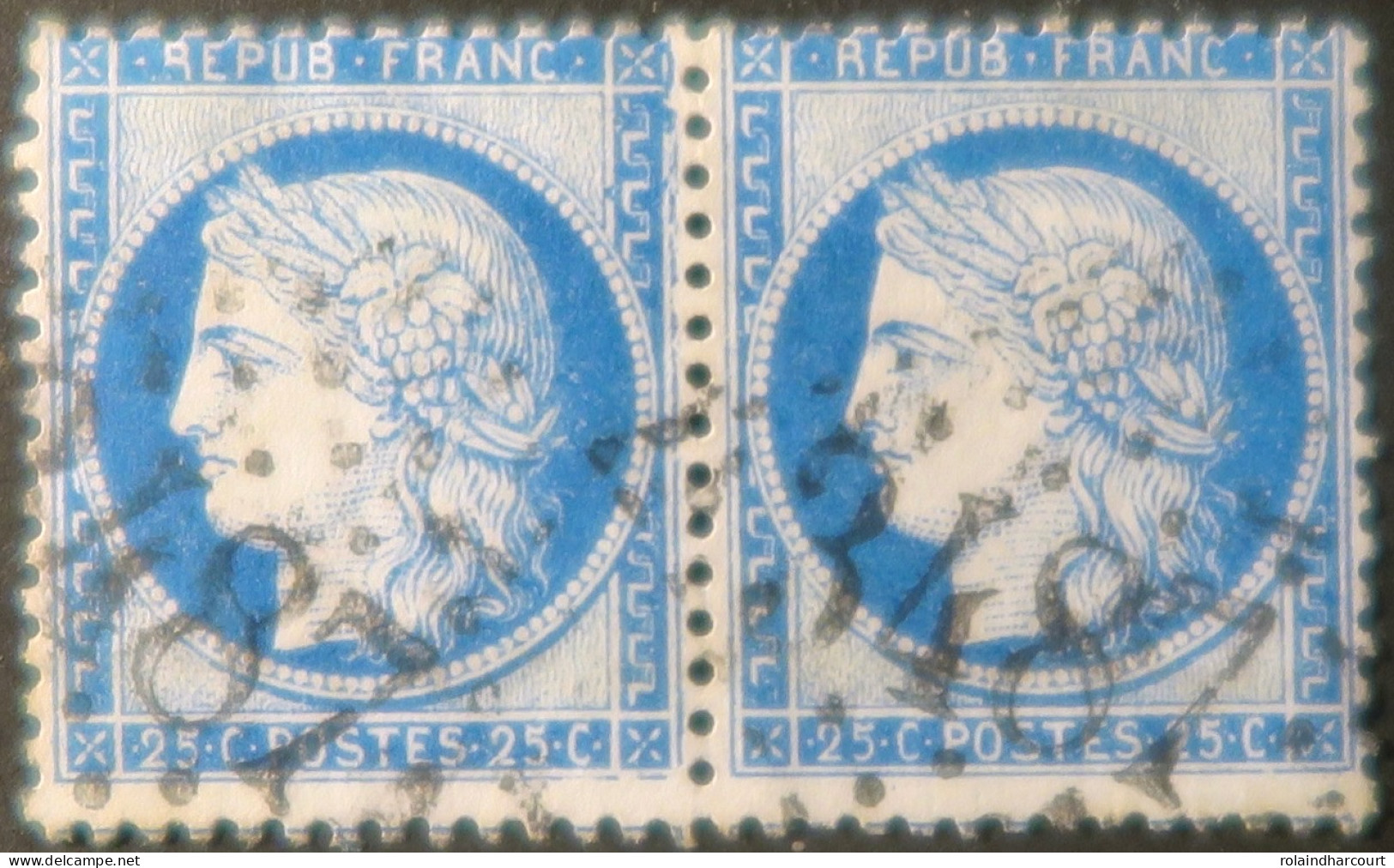 X1240 - FRANCE - CERES (PAIRE) N°60A - GC 1951 : SAINT-AMAND-MONT-ROND (Cher) VARIETE >>> Filet Droit Retouché - 1871-1875 Cérès