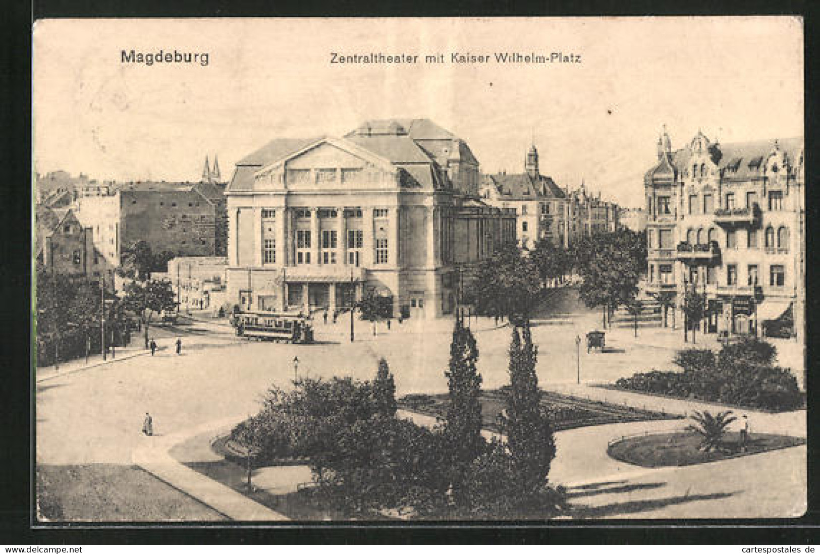 AK Magdeburg, Zentraltheater Mit Kaiser Wilhelm-Platz  - Théâtre