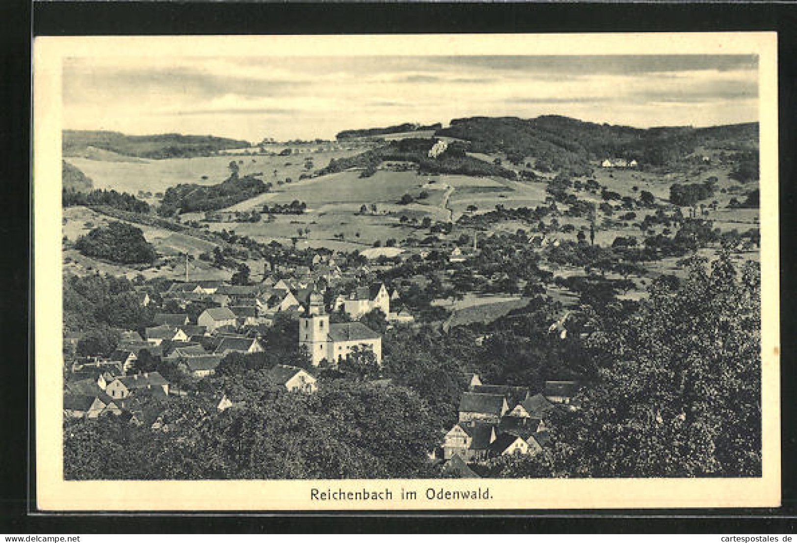 AK Reichenbach Im Odenwald, Generalansicht Mit Der Kirche Im Vordergrund  - Odenwald