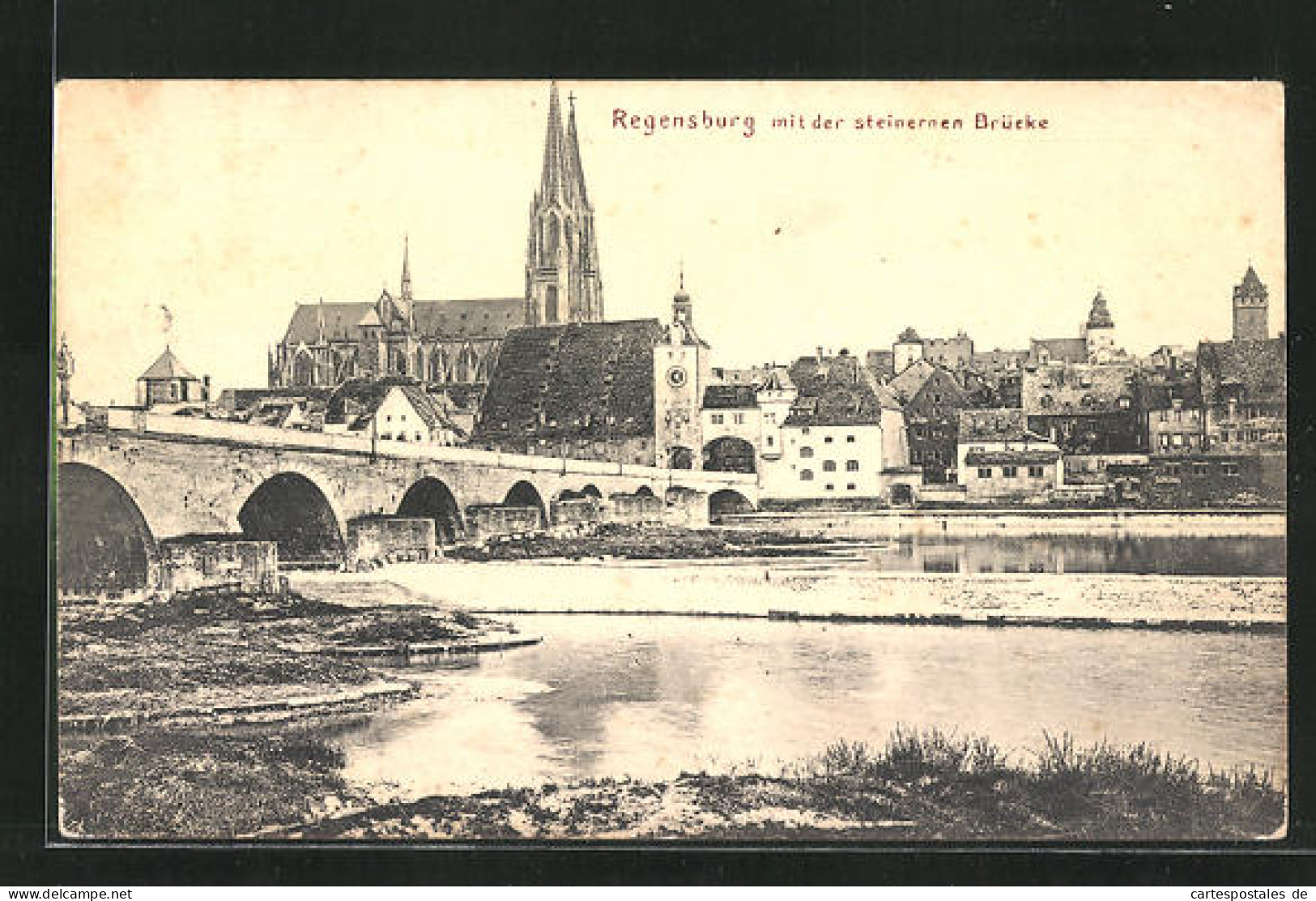AK Regensburg, Blick Zum Münster Und Zur Steinernen Brücke  - Regensburg