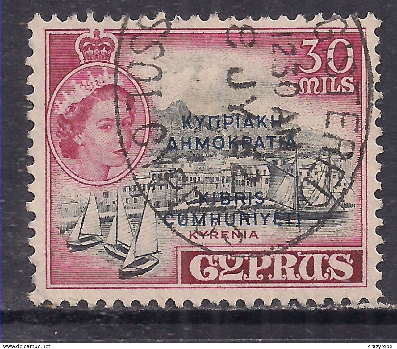 Cyprus 1960 QE2 30 Mils Kyrenia Used Ovpt SG 195 ( F68 ) - Gebraucht
