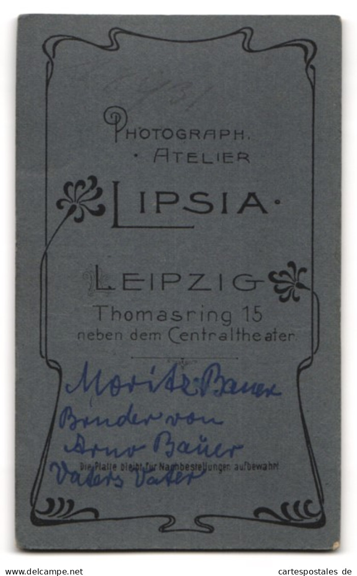 Fotografie Lipsia, Leipzig, Thomasring 15, Moritz Bauer Mit Schnurrbart Und Anzug  - Anonyme Personen