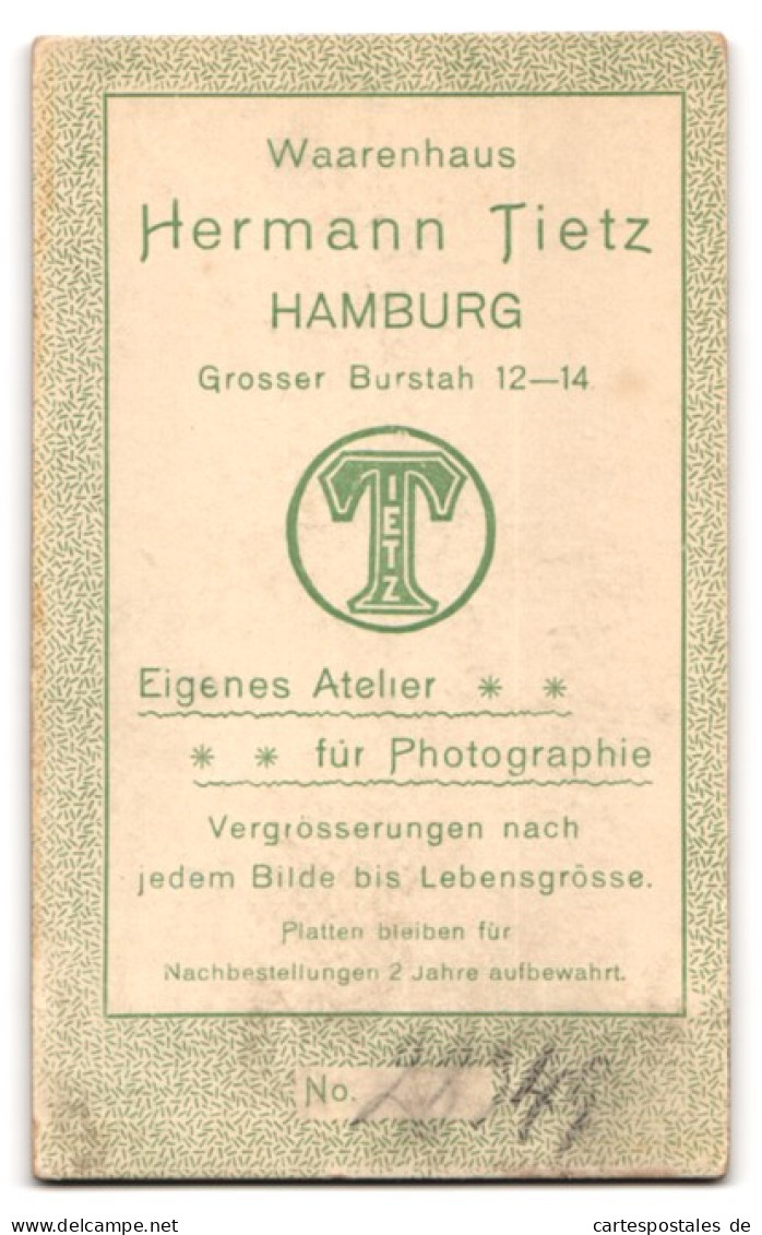 Fotografie Hermann Tietz, Hamburg, Gr. Burstam 12-14, Mädchen Im Karriertem Kleid Mit Grossem Kragen  - Anonyme Personen