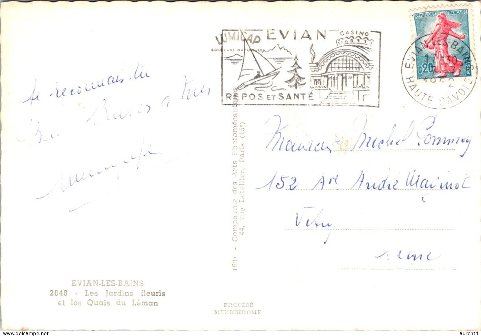 16-5-2024 (5 Z 18) France (posted 1962) Evian Les Bains - Evian-les-Bains