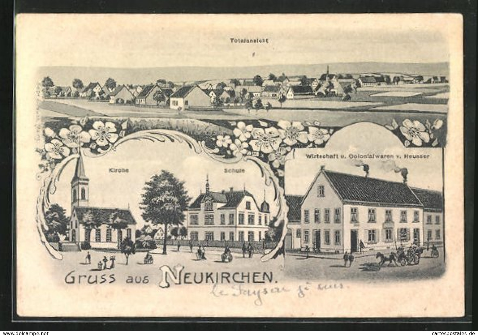 AK Neukirchen / Mehlingen, Gasthaus Und Colonialwaren Heusser, Kirche Und Schule  - Sonstige & Ohne Zuordnung