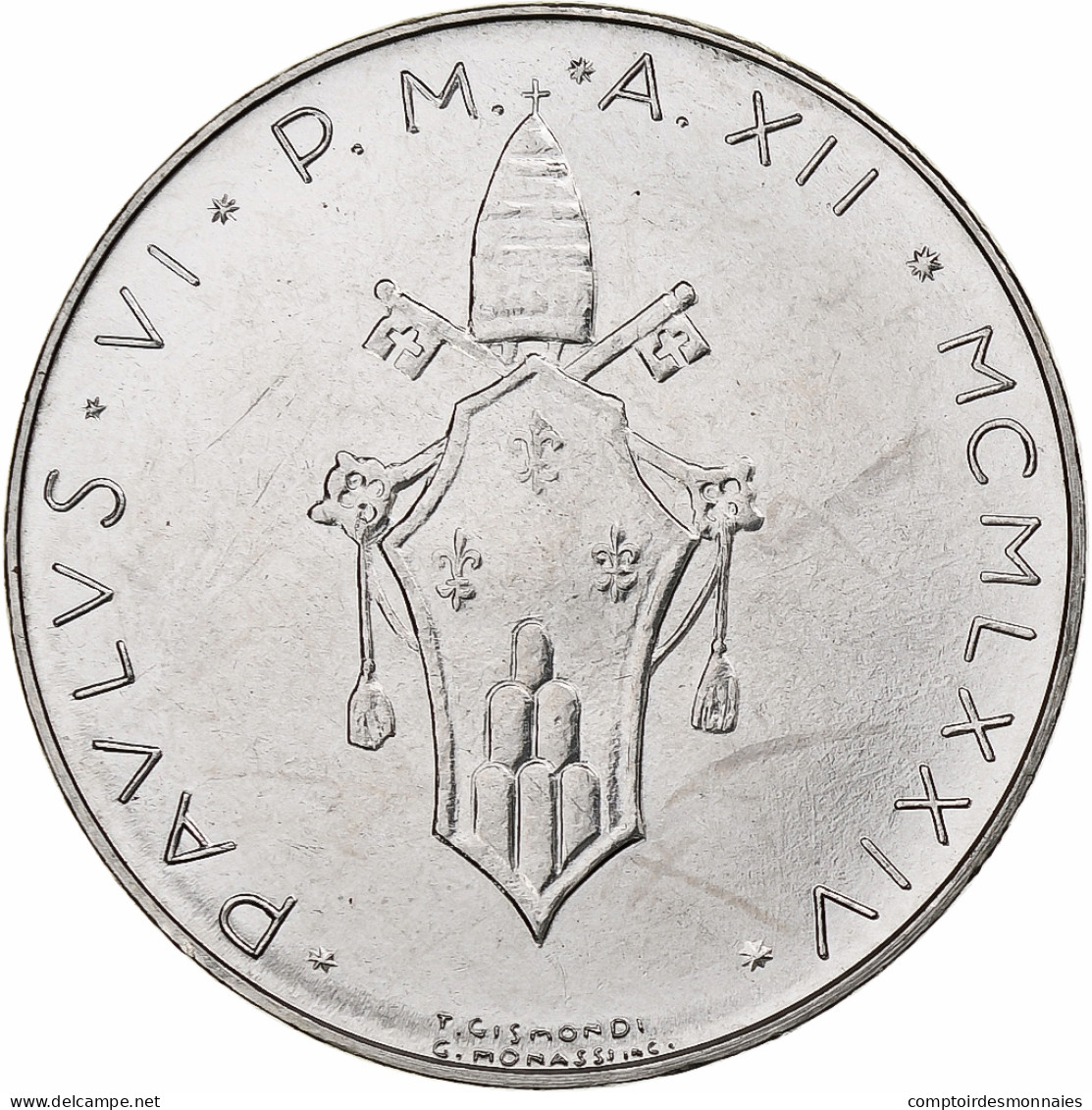 Vatican, Paul VI, 100 Lire, 1974 / Anno XII, Rome, Acier Inoxydable, SPL+ - Vaticaanstad