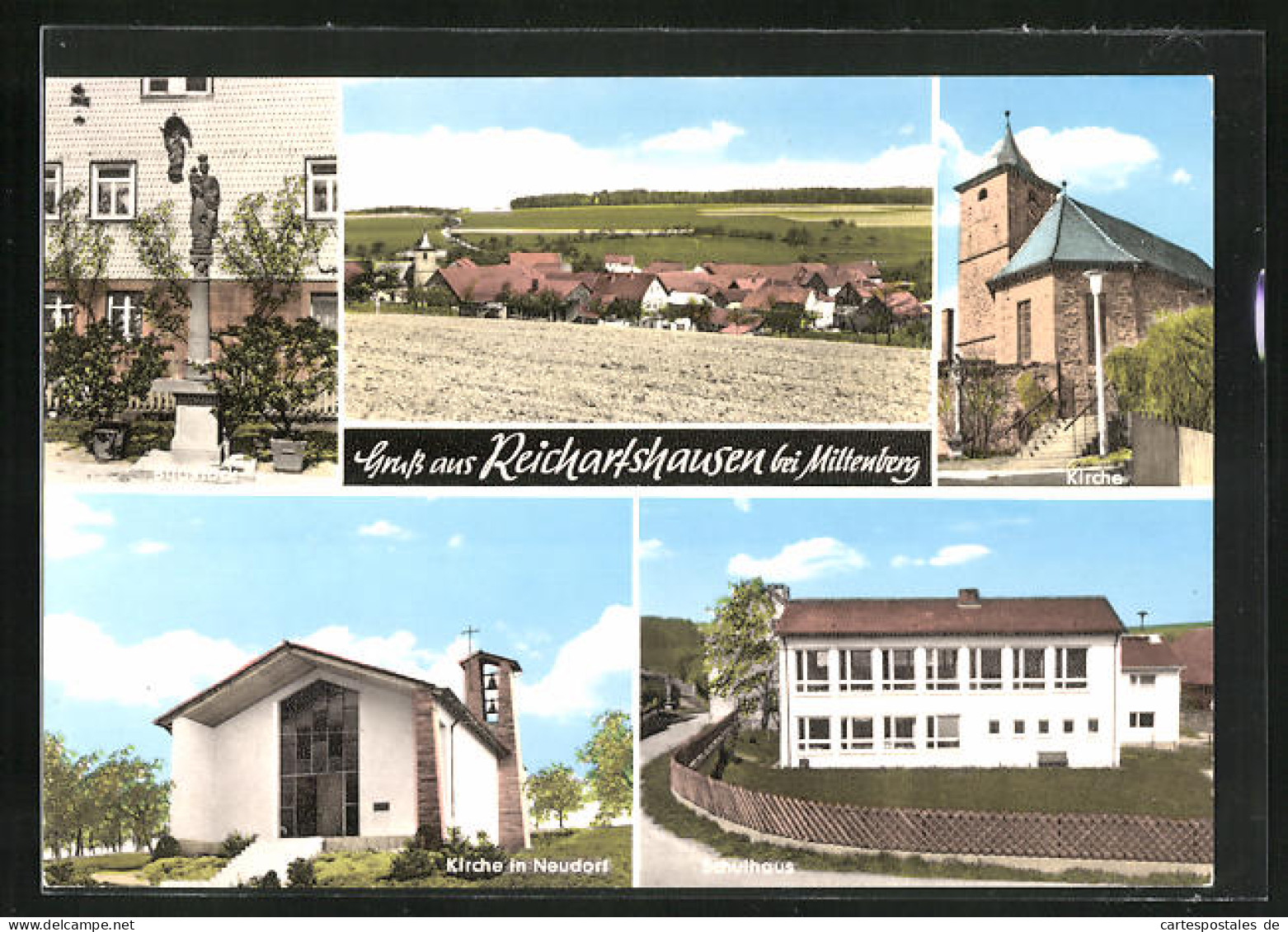 AK Reichartshausen /Miltenberg, Bildstock, Kirche, Schulhaus  - Miltenberg A. Main