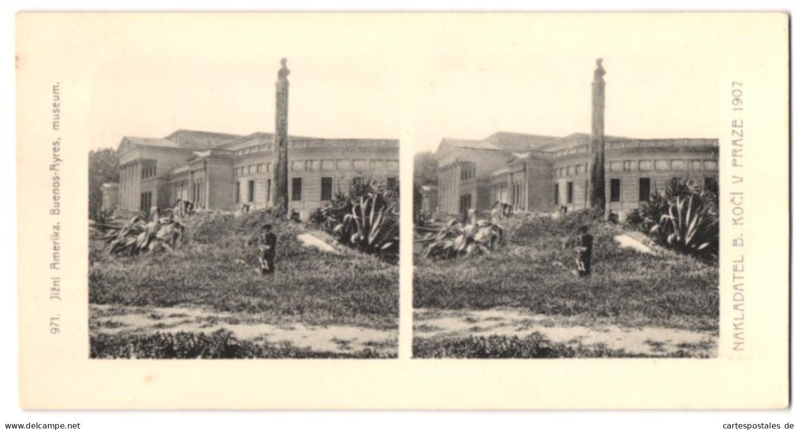 Stereo-Fotografie Lichtdruck Bedrich Koci, Prag, Ansicht Buenos Aires, Südamerika Expedition 1907, Jizni Amerika, Mus  - Stereoscopic