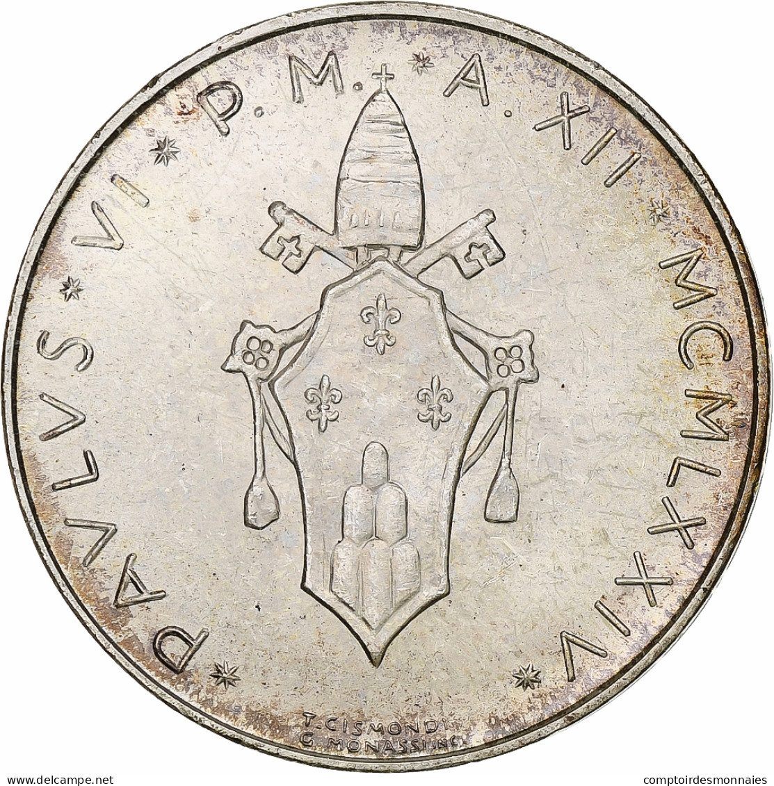 Vatican, Paul VI, 500 Lire, 1974 / Anno XII, Rome, Argent, SPL+, KM:123 - Vaticano