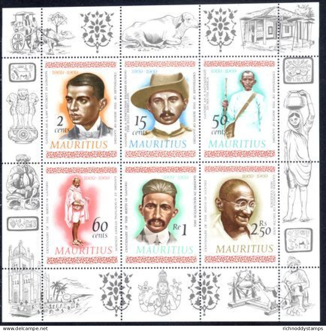 Mauritius 1969 Birth Centenary Of Mahatma Gandhi# - Maurice (1968-...)