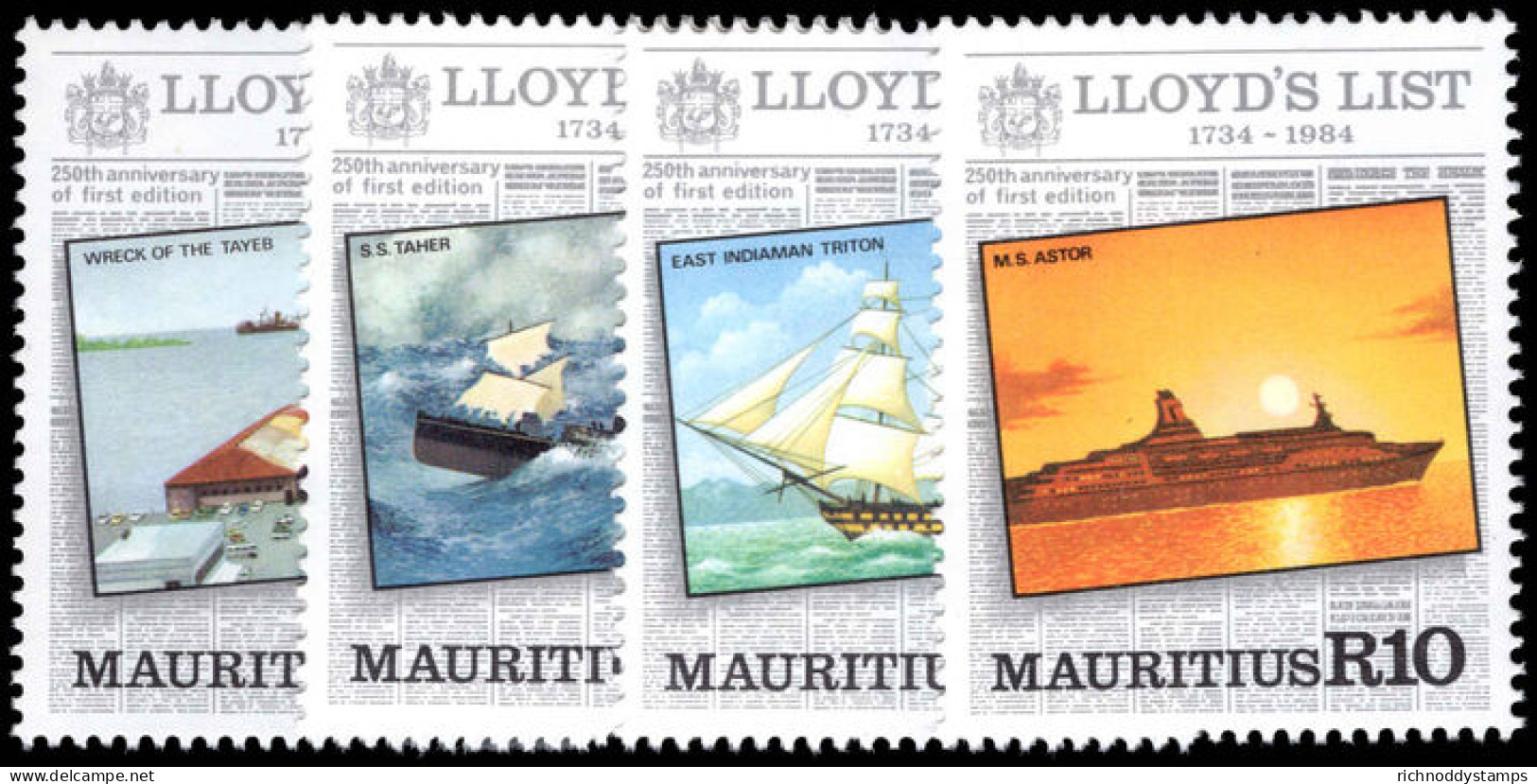 Mauritius 1984 250th Anniversary Of Lloyd's List Unmounted Mint. - Mauritius (1968-...)