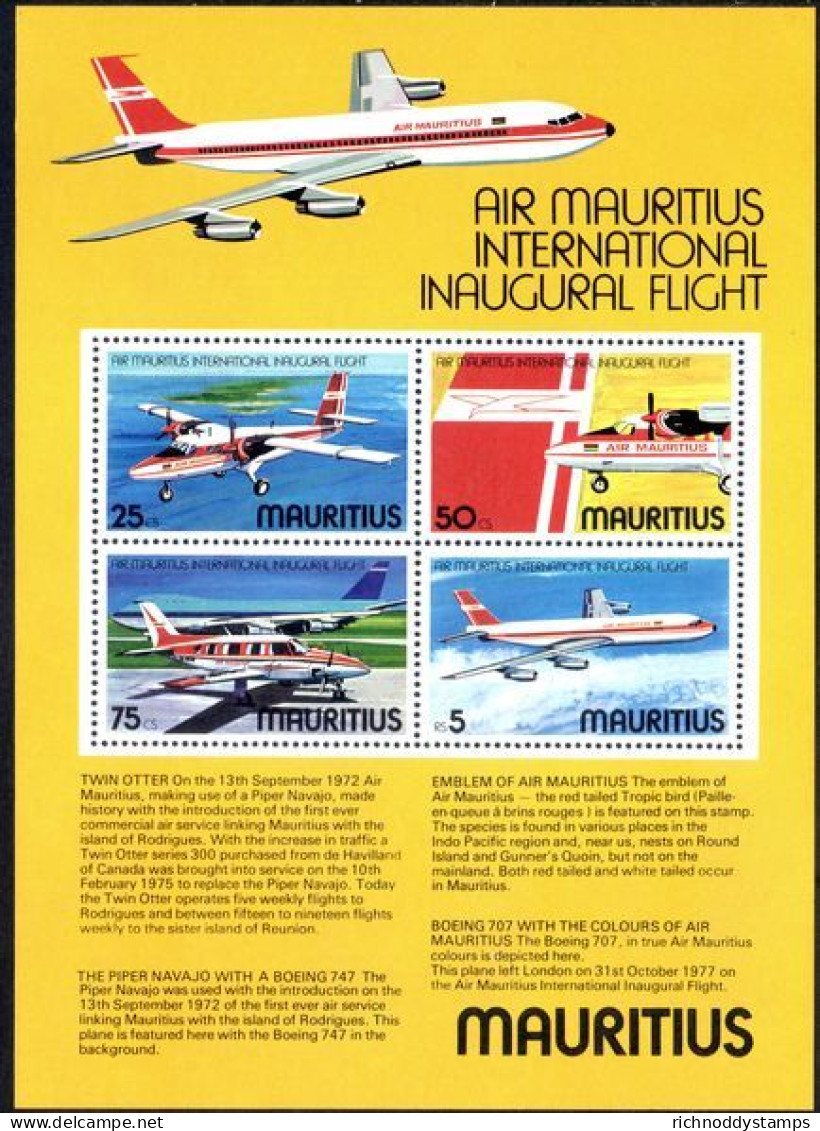 Mauritius 1977 Inaugural International Flight Of Air Mauritius# - Mauritius (1968-...)