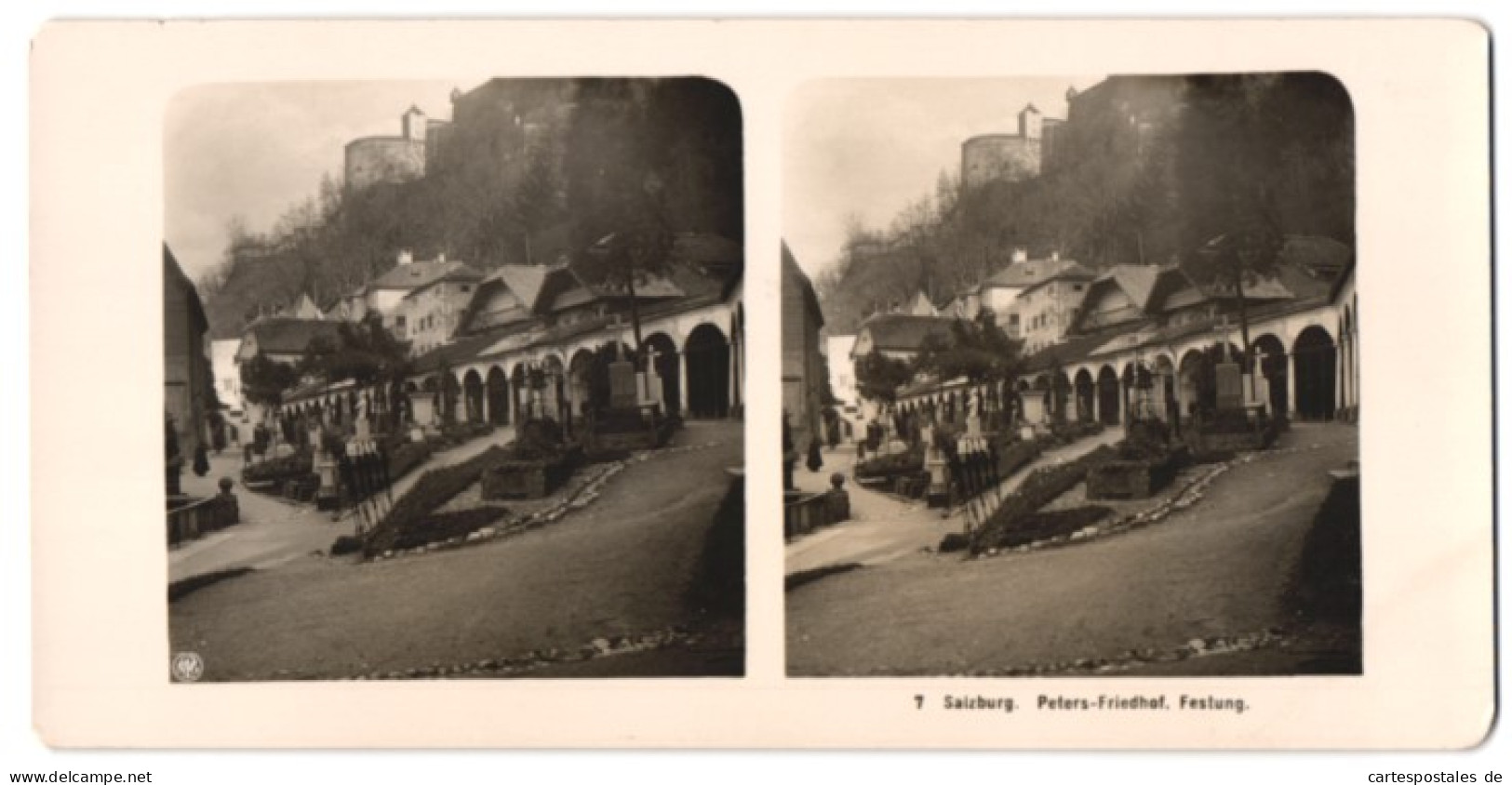 Stereo-Fotografie NPG, Berlin-Steglitz, Ansicht Salzburg, Peters-Friedhof Unterhalb Der Festung Hohensalzburg  - Stereo-Photographie