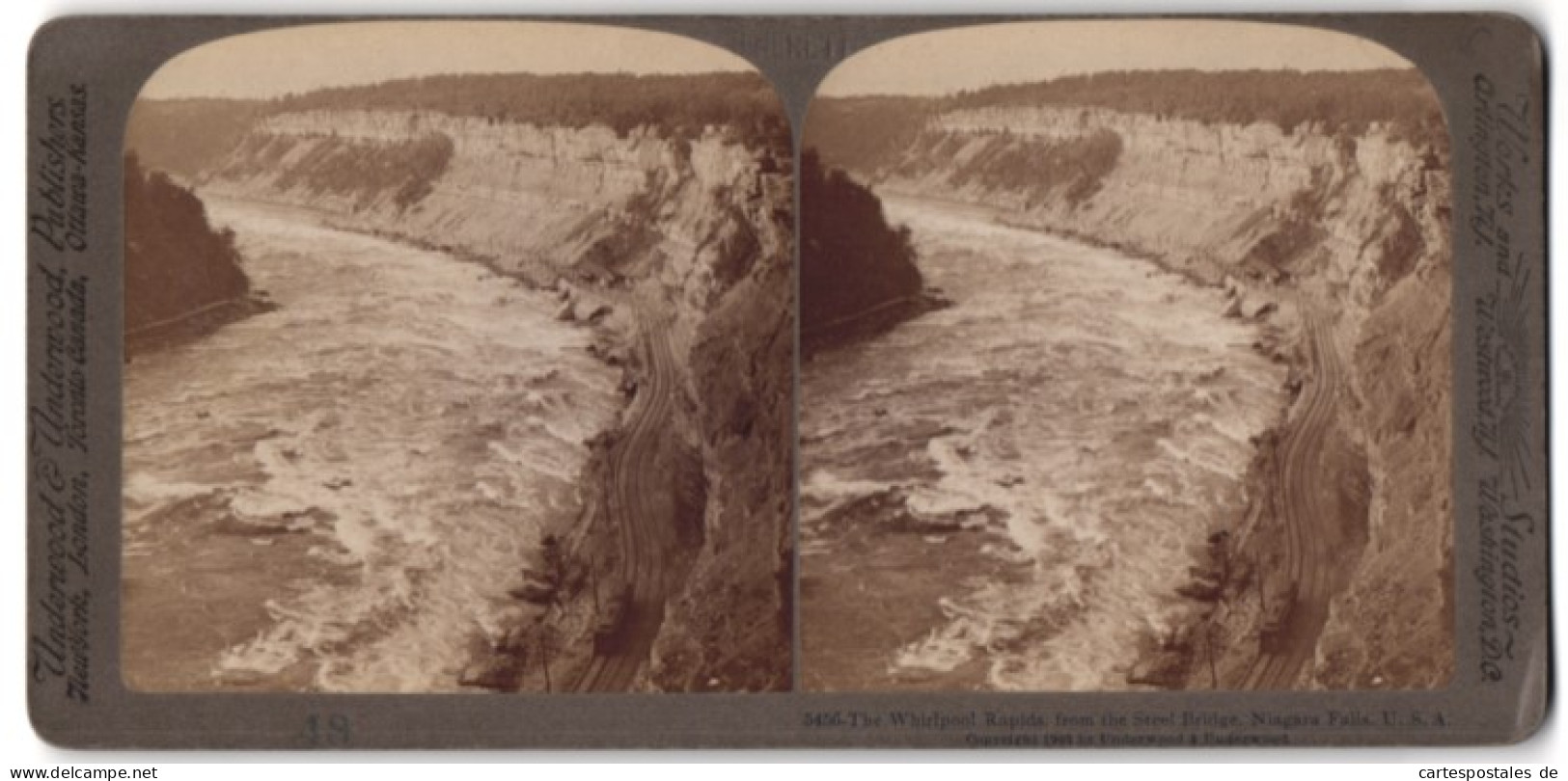 Stereo-Fotografie Underwood & Underwood, New York, Ansicht Niagara Falls / NY, Whirpool Rapids  - Stereoscopic