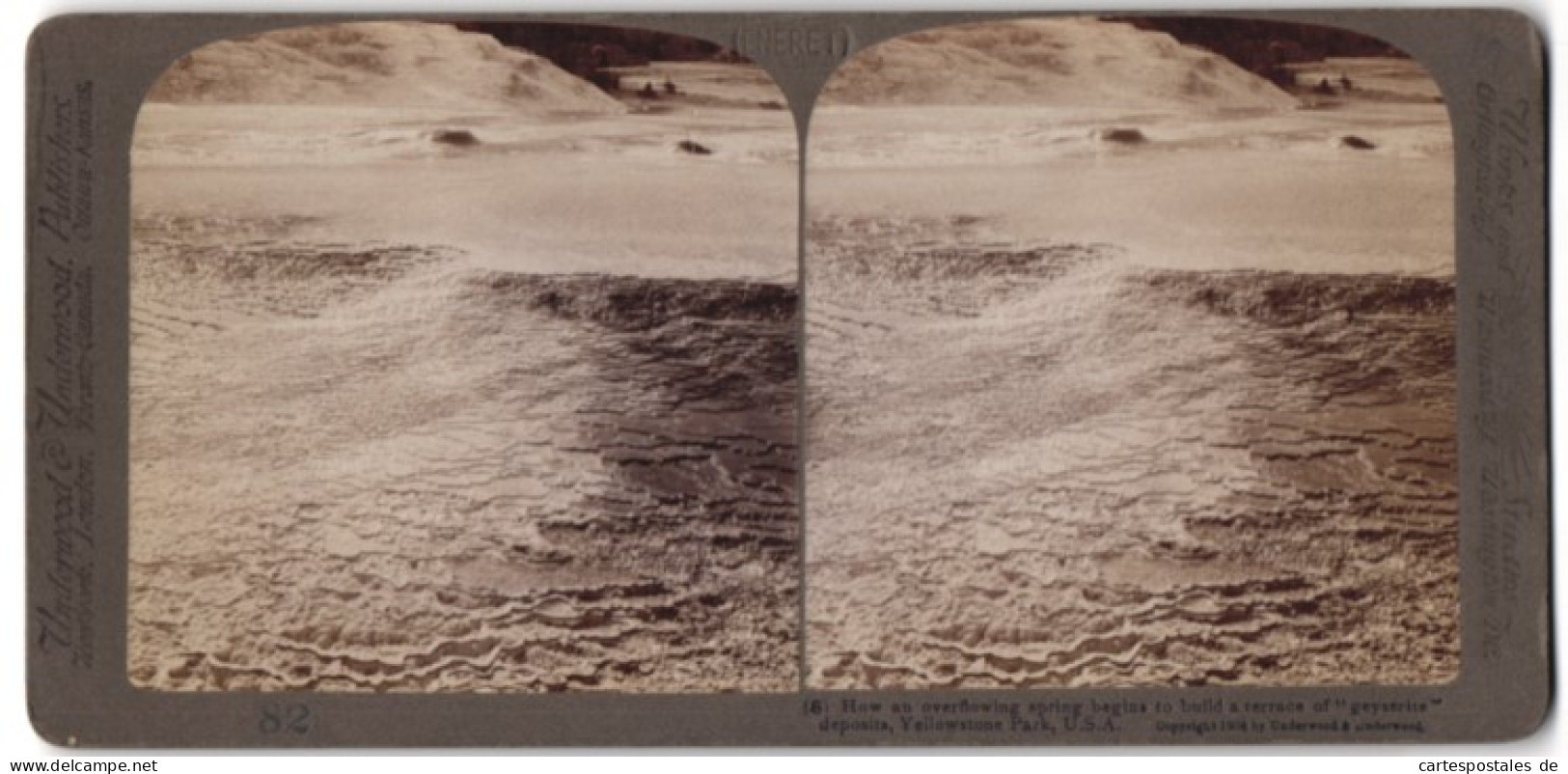 Stereo-Fotografie Underwood & Underwood, New York, Ansicht Yellowstone Park, Terrassenbildung An Einem Geysir  - Stereoscopic
