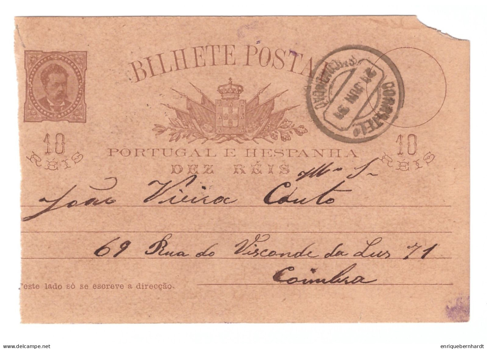 PORTUGAL E HESPANHA // BILHETE POSTAL // DEZ RÉIS // 1891 - Other & Unclassified