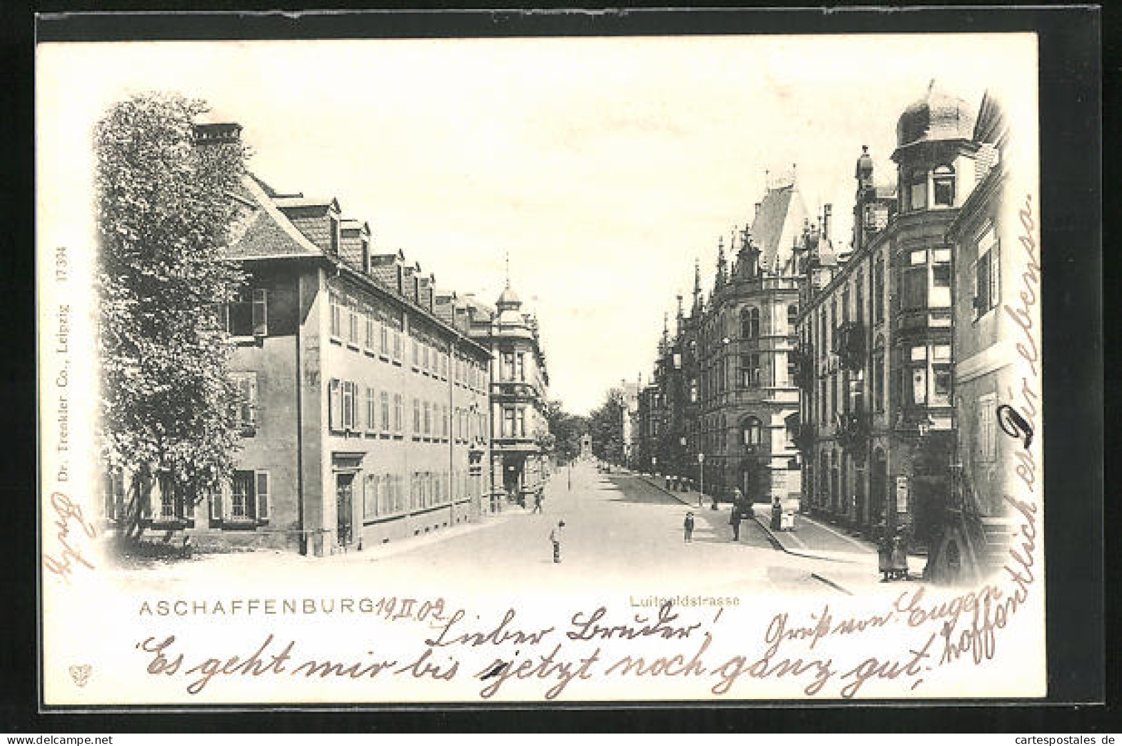 AK Aschaffenburg, Luitpoldstrasse Mit Geschäften  - Aschaffenburg