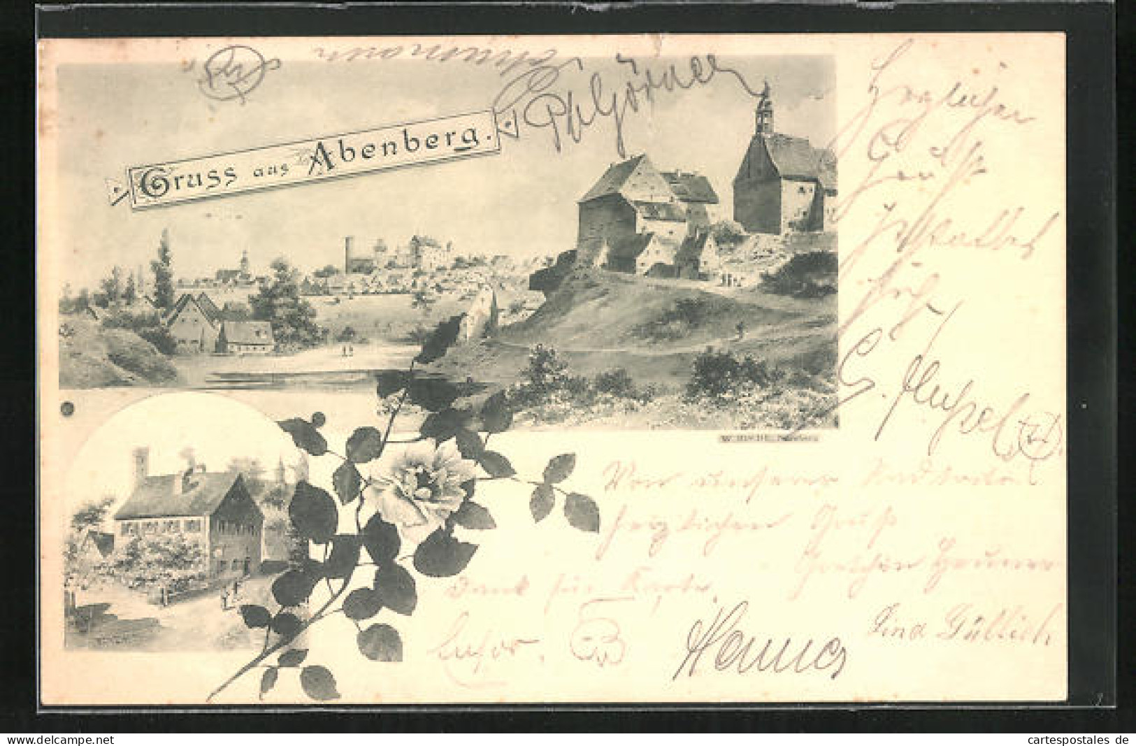 Künstler-AK Abenberg, Gasthaus Und Blick über Die Stadt  - Other & Unclassified