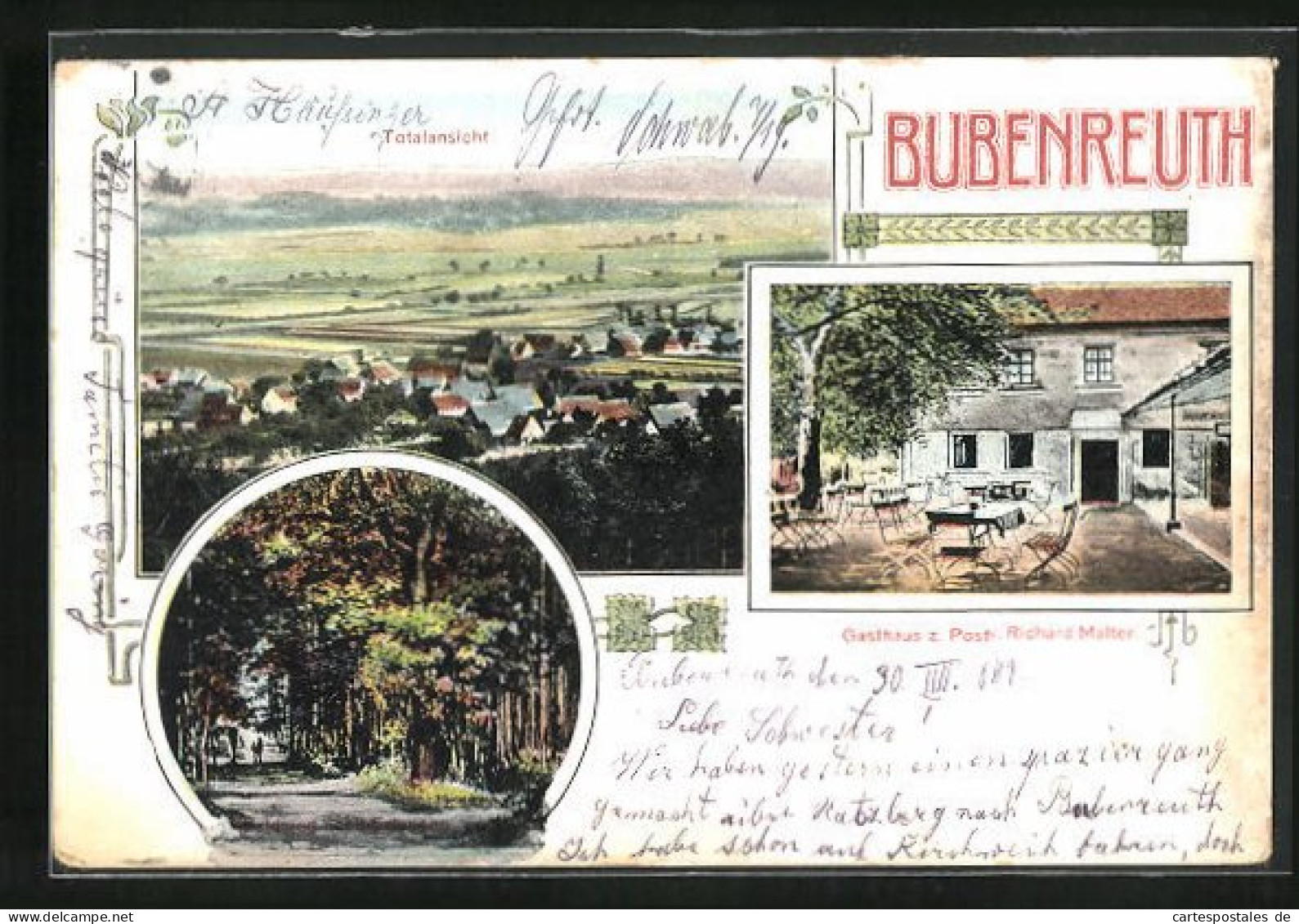 AK Bubenreuth, Gasthaus Zur Post, Wanderweg, Gesamtansicht  - Other & Unclassified