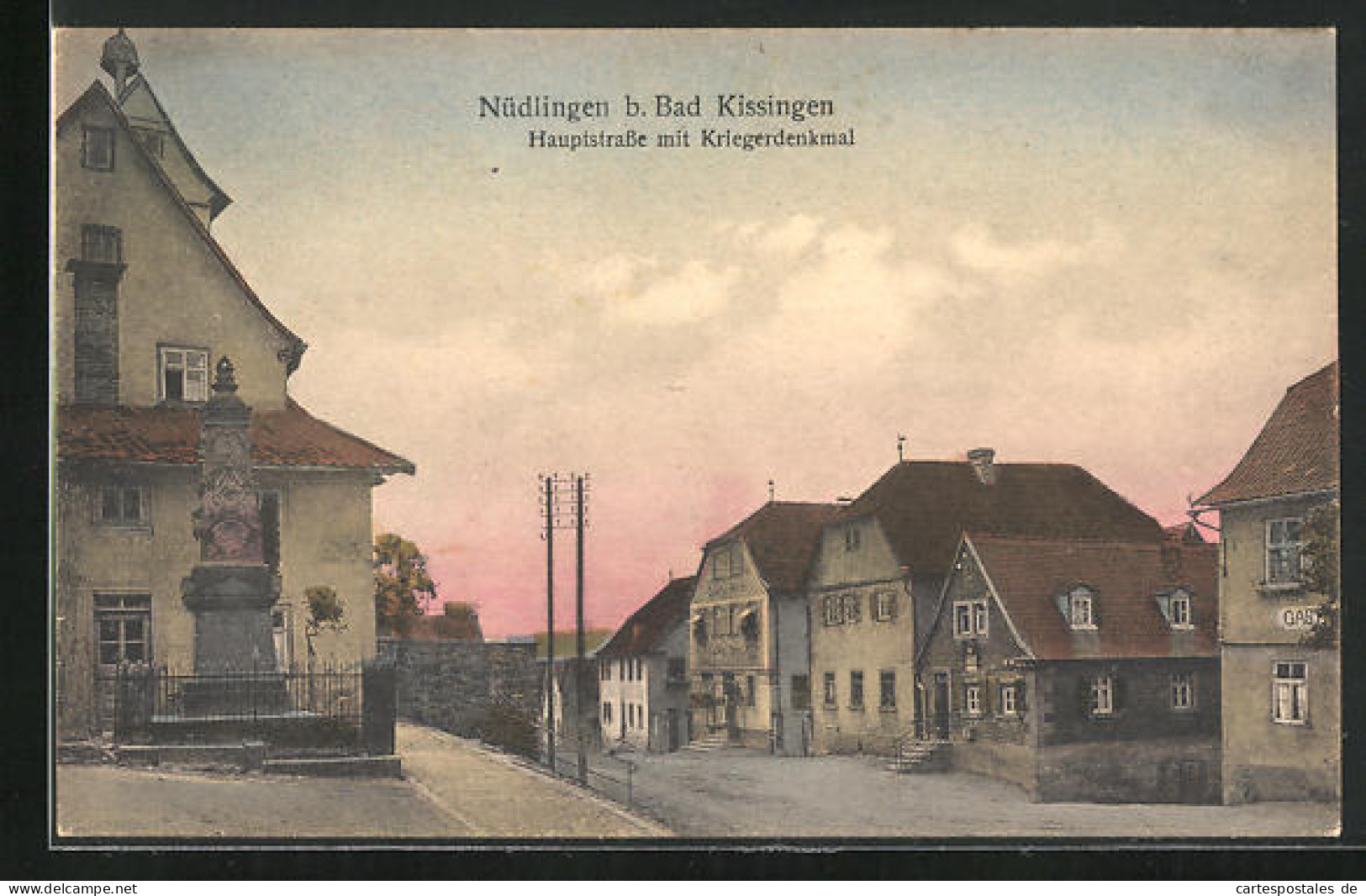 AK Nüdlingen /Bad Kissingen, Hauptstrasse Mit Kriegerdenkmal  - Bad Kissingen
