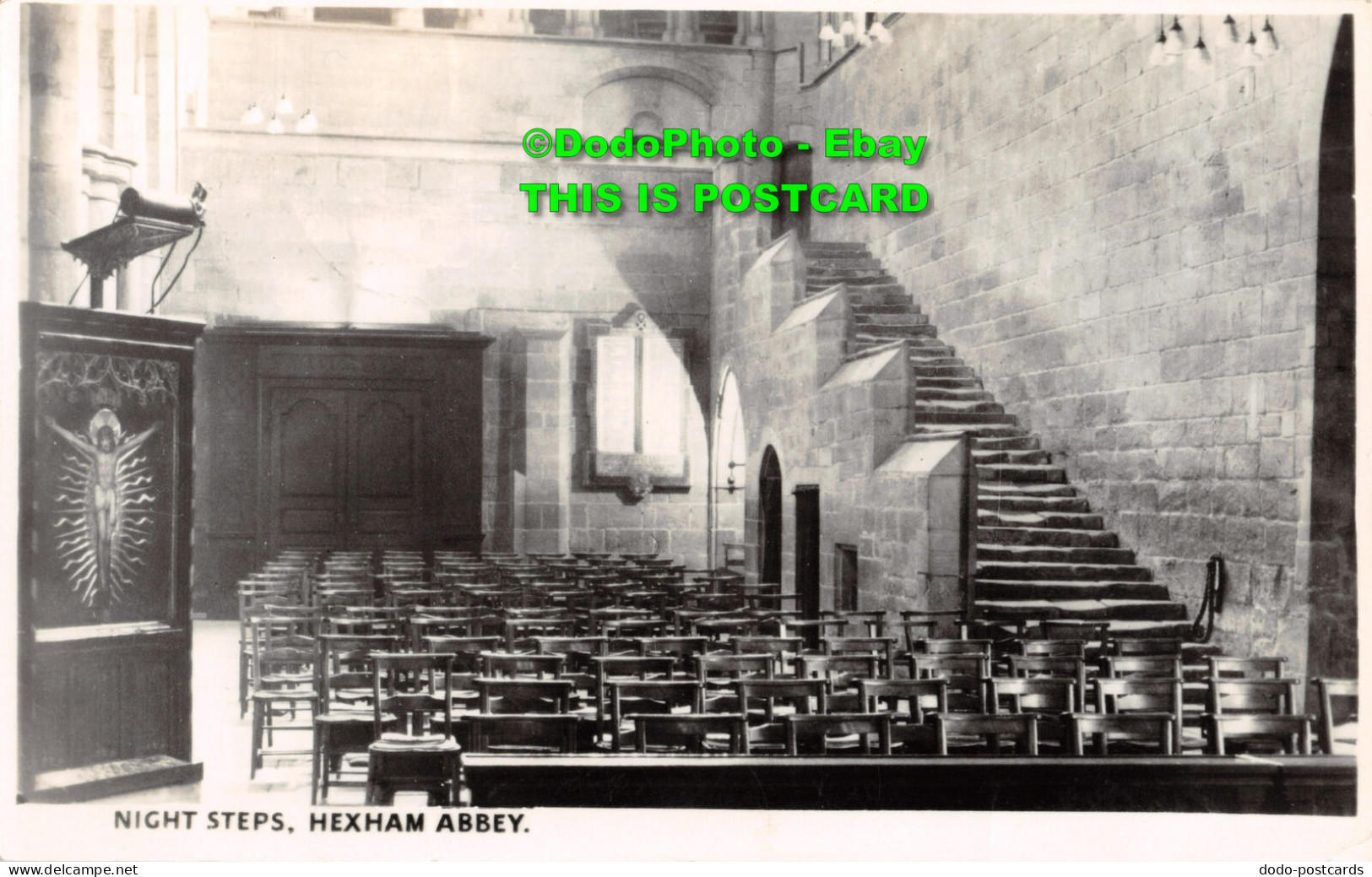 R451076 Hexham Abbey. Night Steps. Photocrafts. RP - World