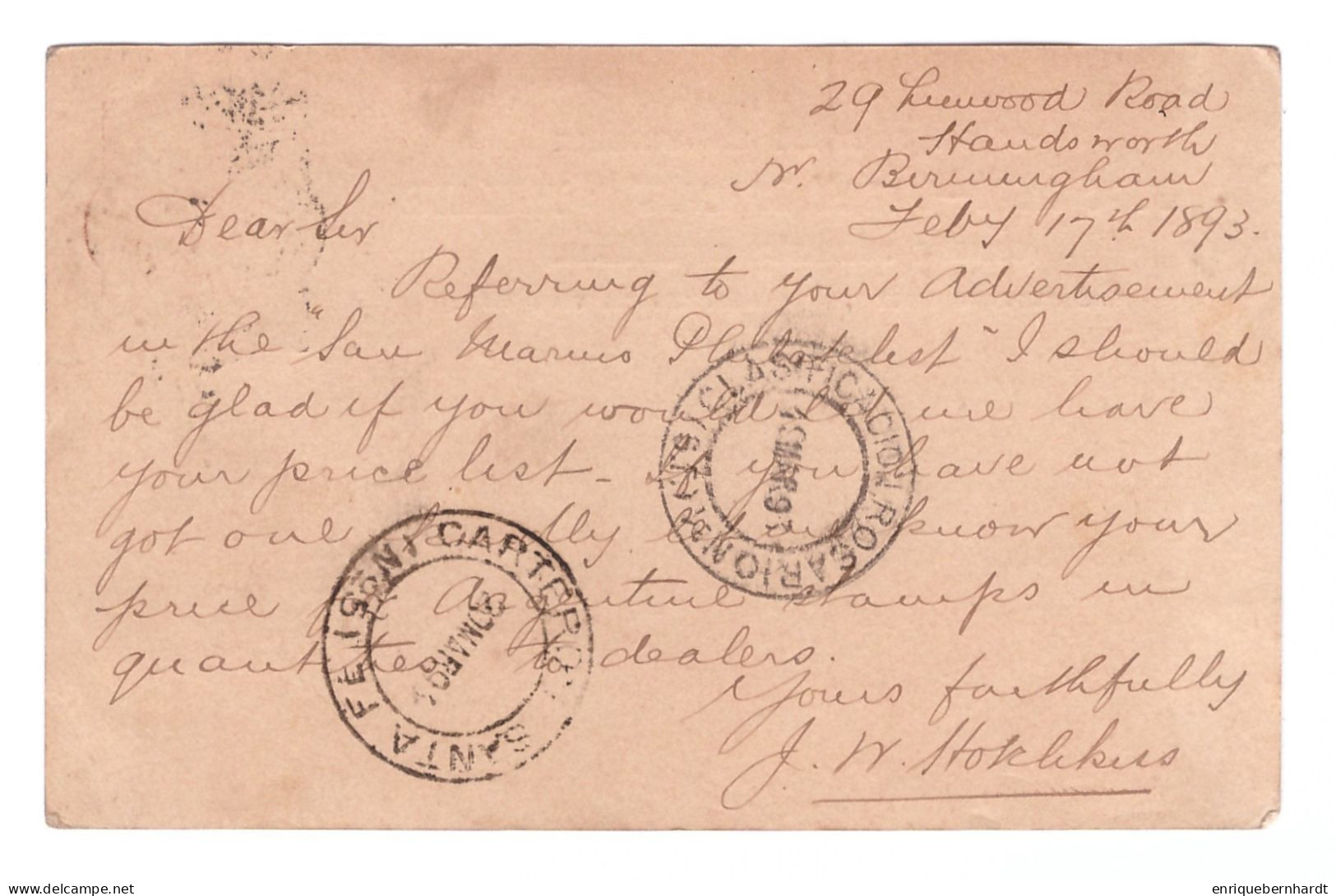 GREAT BRITAIN & IRELAND // POST CARD // 1893 - Autres & Non Classés