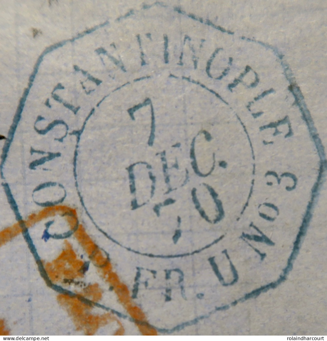 A544 - POSTE MARITIME - PAQUEBOT - LETTRE (LSC) CONSTANTINOPLE 7 DEC 1870 à ST ETIENNE Via MARSEILLE - Schiffspost