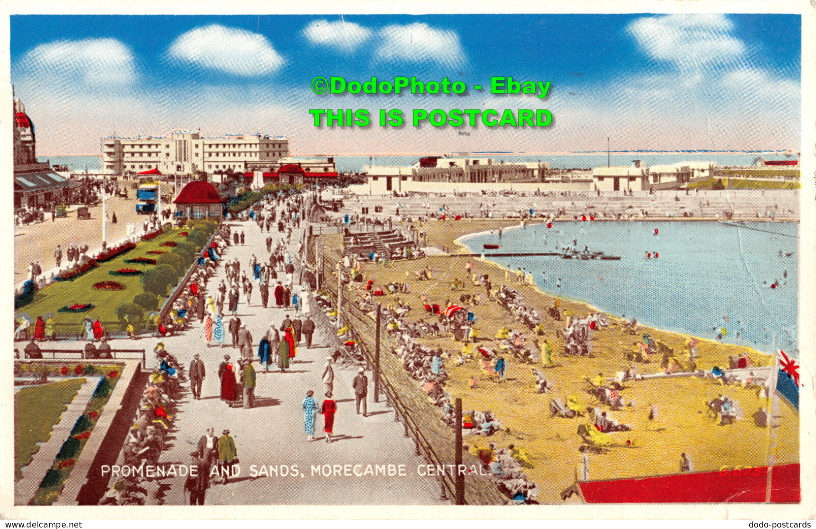 R451092 Morecambe Central. Promenade And Sands. Valentine. De Luxe Colour. 1955 - World