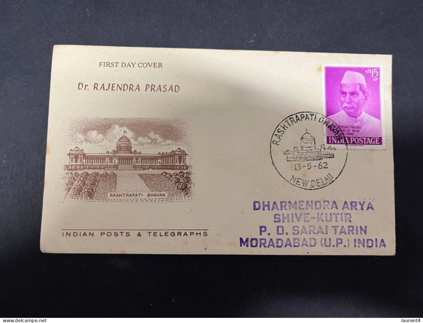 16-5-2024 (5 Z 19) INDIA FDC Cover - 1962 - Dr Rajendra Prasad (posted) - FDC