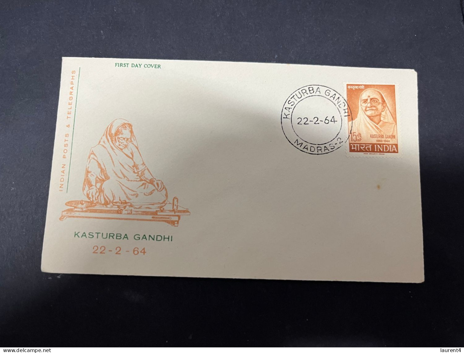 16-5-2024 (5 Z 19) INDIA FDC Cover - 1964 - Kasturba Gandhi - FDC