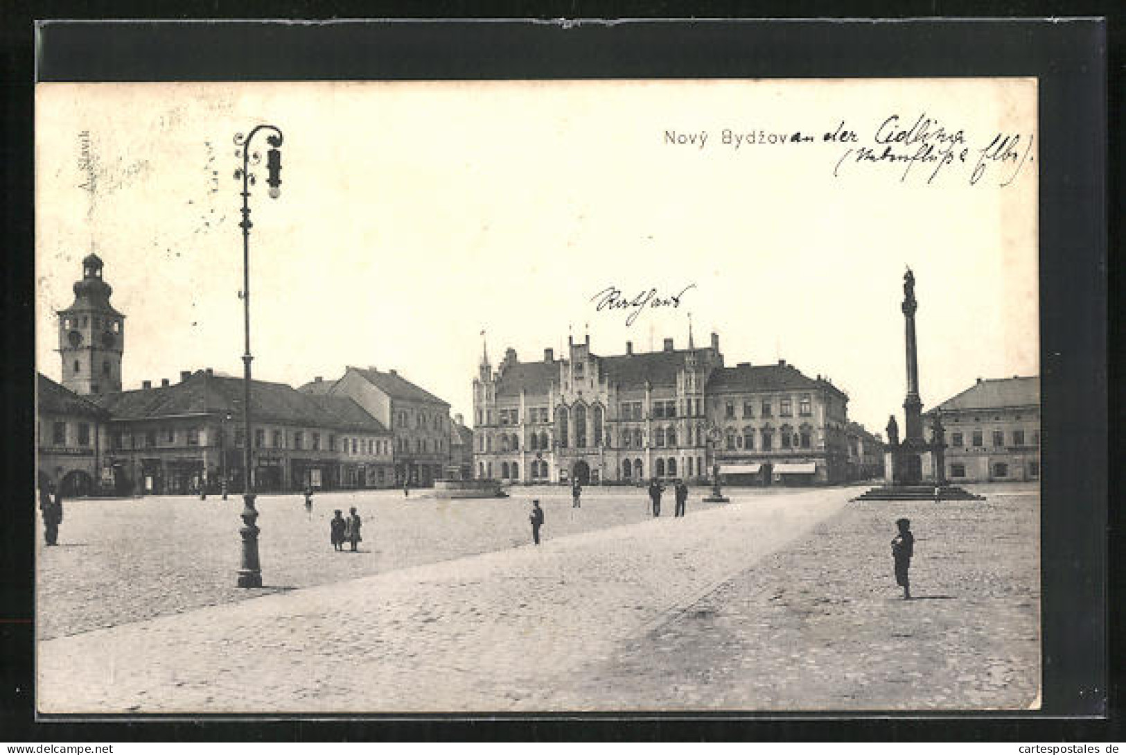 AK Nový Bydzov, Marktplatz Mit Rathaus Und Denkmal  - Czech Republic