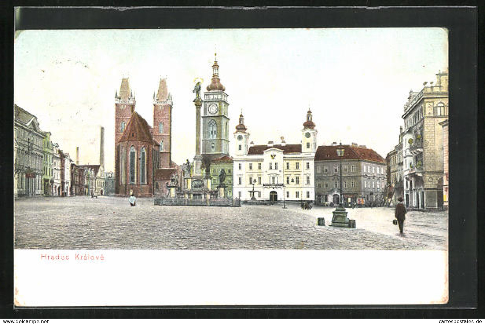 AK Königgrätz / Hradec Kralove, Marktplatz Mit Kirche Und Rathaus  - Tschechische Republik