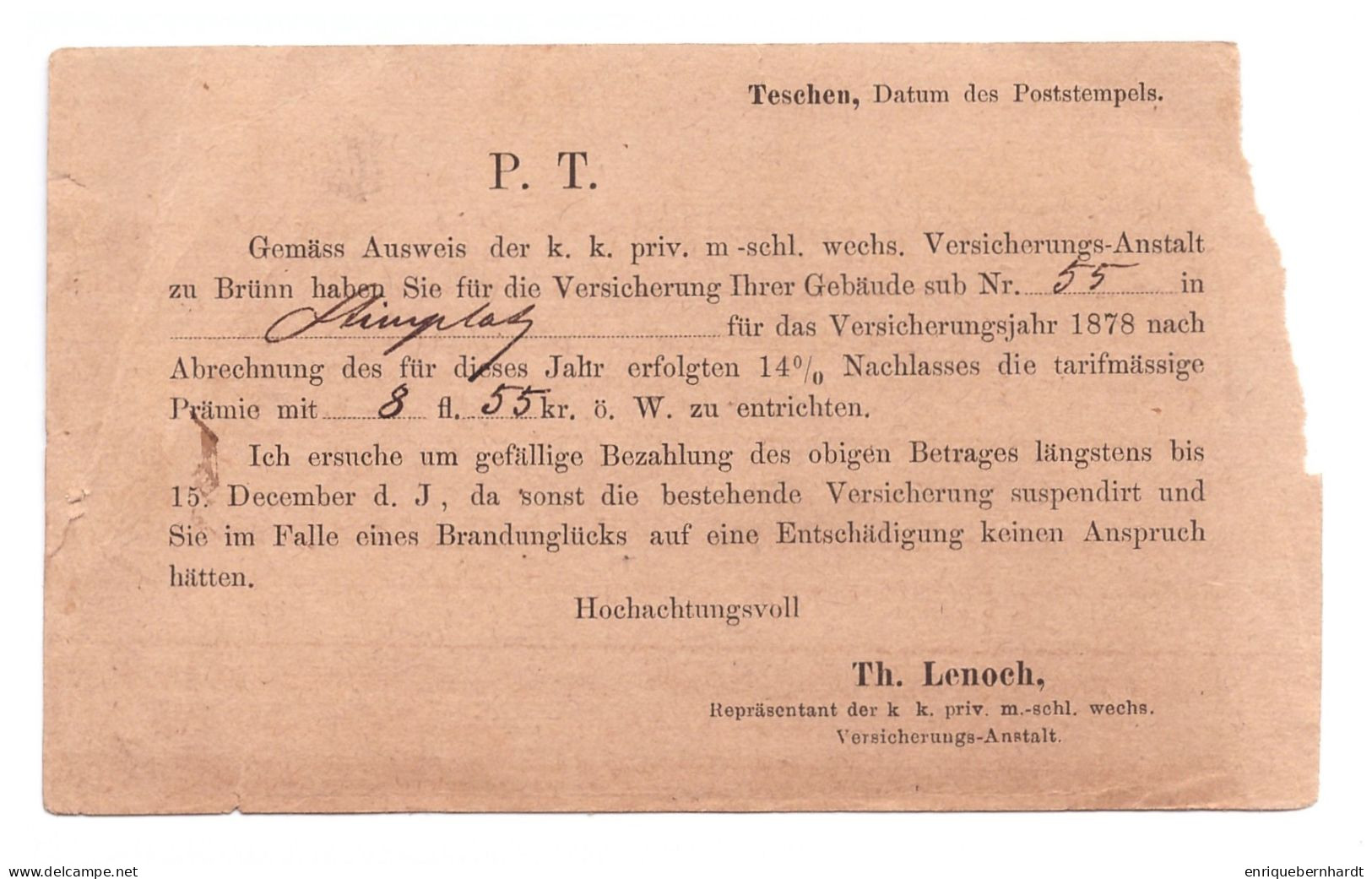 ÖSTERREICH // CORRESPONDEZ-KARTE // 1877 - Autres & Non Classés