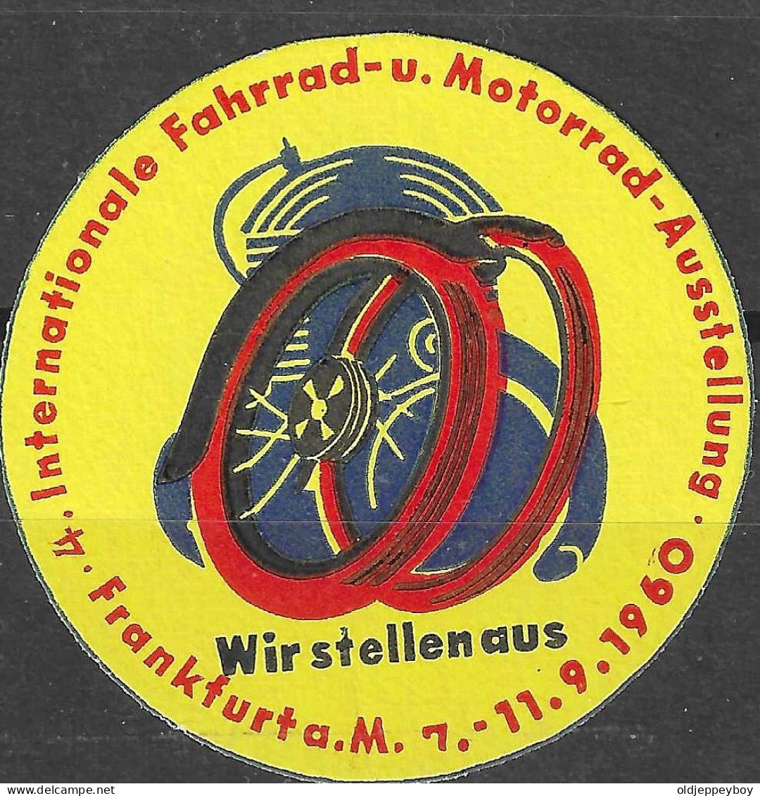 VIGNETTE Reklamemarke FAHRRAD-U MOTORRAD AUSTELLUNG FRANKFURT 1960 - Vignetten (Erinnophilie)