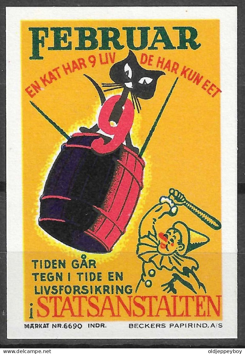 VIGNETTE Reklamemarke CINDERELLA STATSANSTALTEN Cat Clown Circus Art Poster Stamp Vignette DENMARK - Erinnophilie