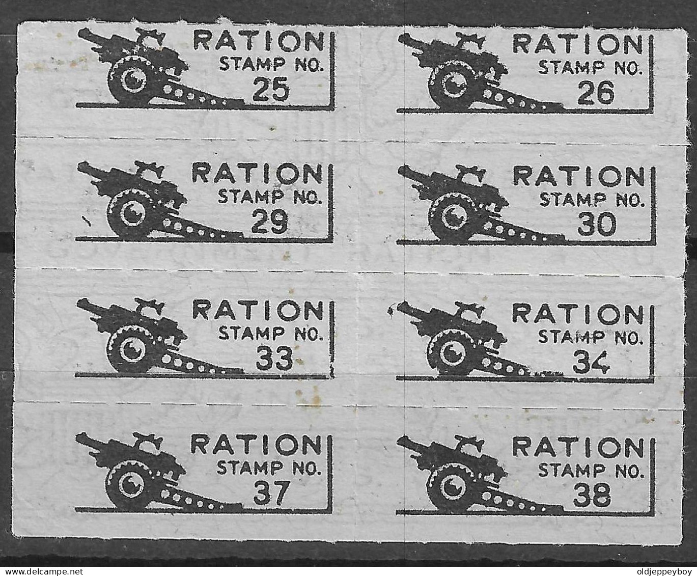 Reklamemarke VIGNETTE CINDERELLA RATION STAMP BLOCK OF 8 - ALLIES WW1 USA - Erinnofilie