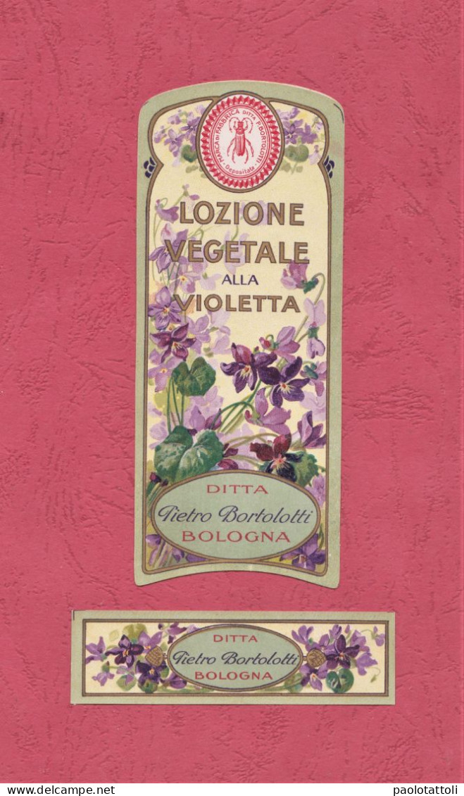 Etiquettes Parfume, Parfume Label, Etichette Profumeria Pietro Bortolotti-Lozione Vegetale Alla Violetta. 129x 54mm- - Etichette