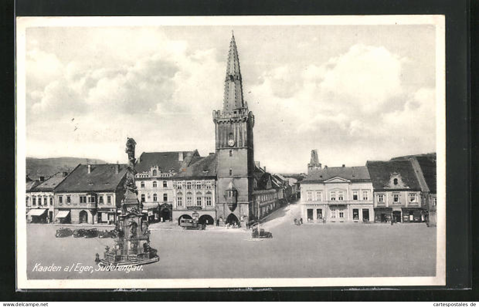 AK Kaaden / Kadan, Sudetengau, Marktplatz Mit Denkmal  - Tchéquie