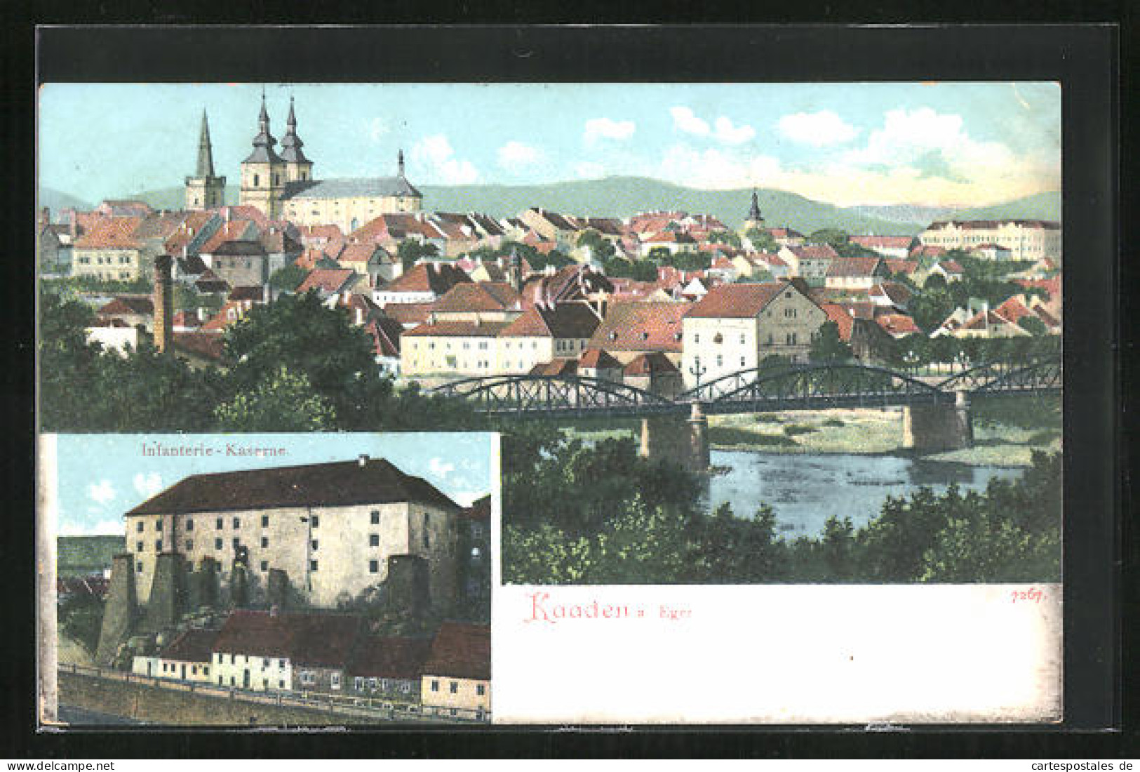 AK Kaaden / Kadan, Infanterie-Kaserne, Ortsansicht Mit Brücke  - Tchéquie