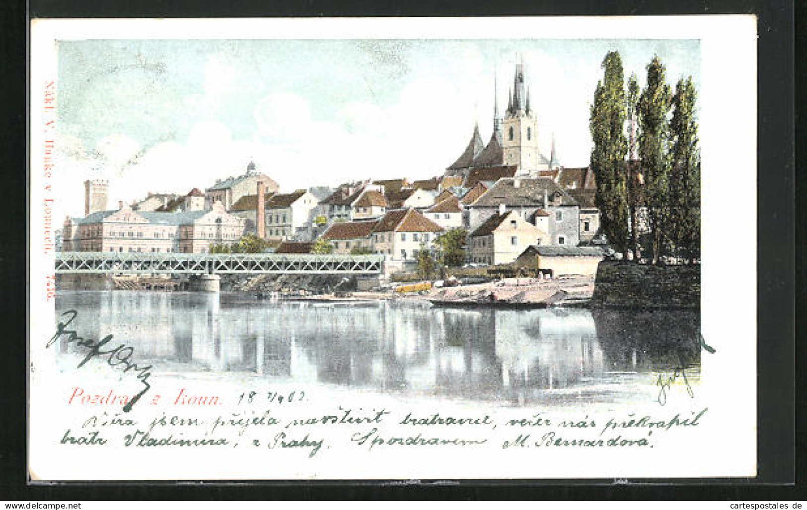 AK Laun / Louny, Brücke In Die Stadt, Kirche  - Tchéquie