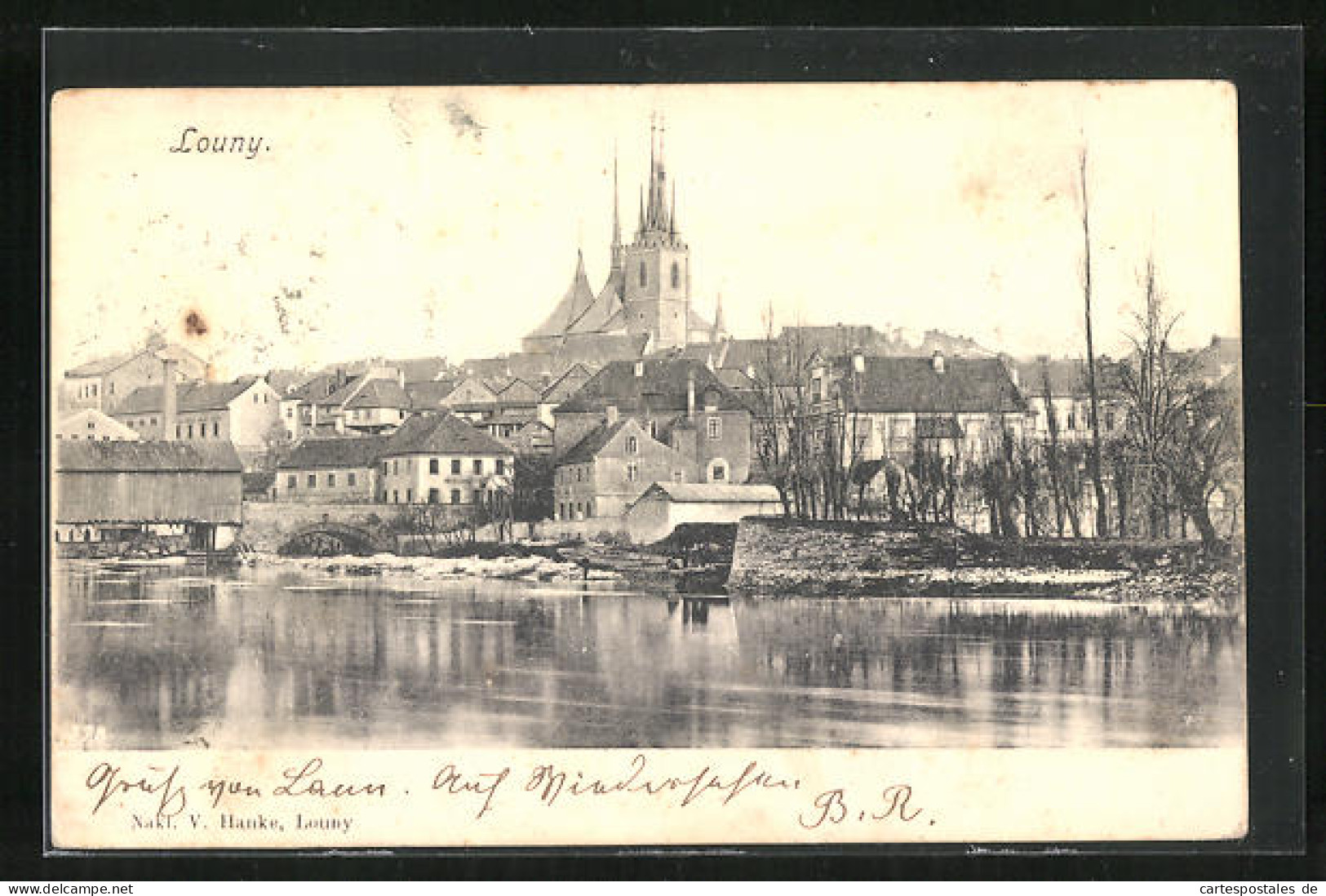 AK Laun / Louny, Flusspartie Am Stadtrand  - Tchéquie